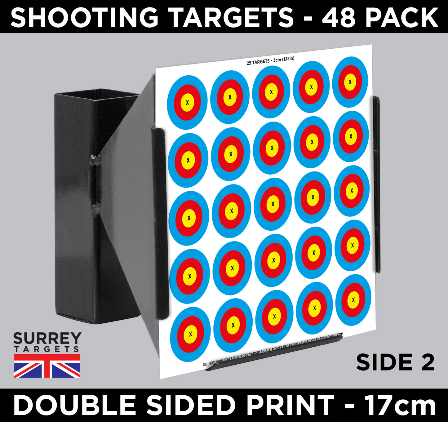 Small Muti-Dot Targets 2cm & 3cm. To fit 17cm Target Holders. Pack of 48