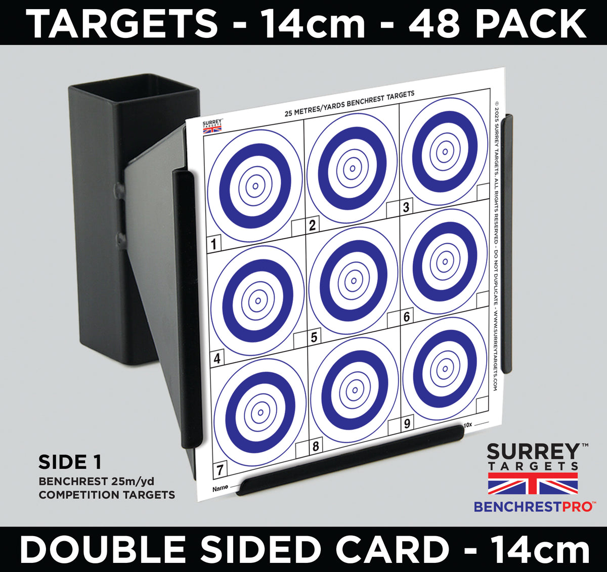 14cm BENCHREST 25 METRE COMPETITION Card Air Rifle TRAINING PRACTICE 48 Pack
