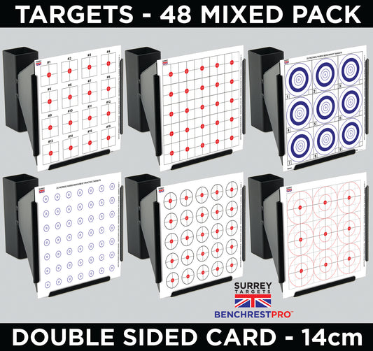 BENCHREST TRAINING & PRACTICE Shooting Targets 14cm Card Air Rifle PCP 48 Mix Pack