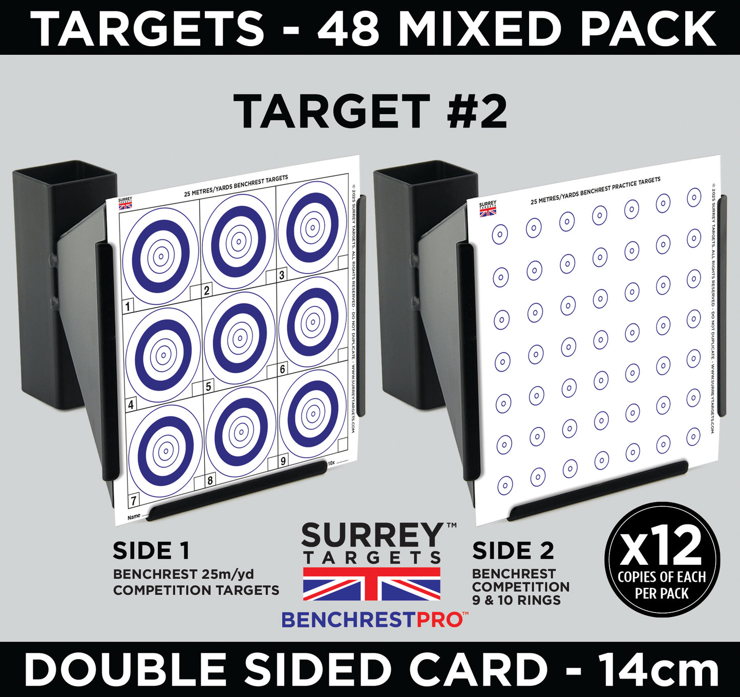 BENCHREST TRAINING & PRACTICE Shooting Targets 14cm Card Air Rifle PCP 48 Mix Pack