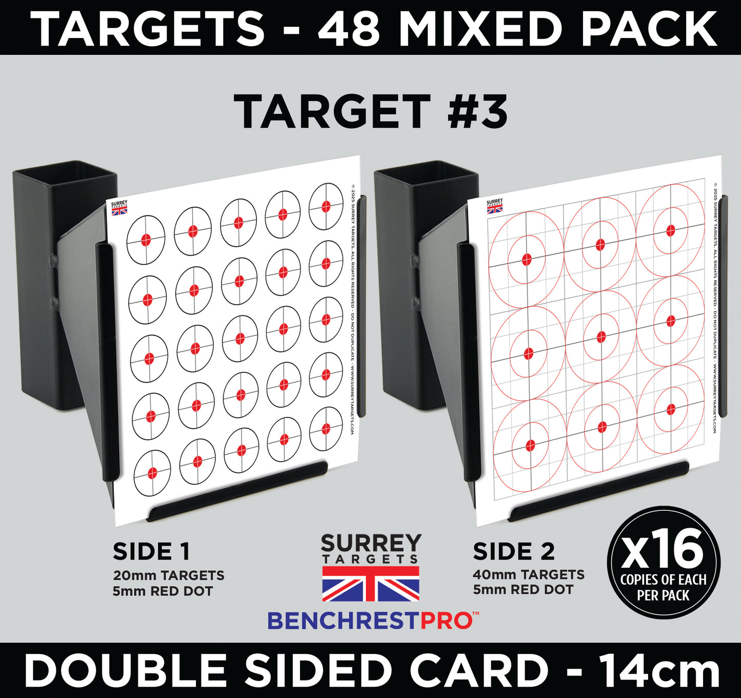 BENCHREST TRAINING & PRACTICE Shooting Targets 14cm Card Air Rifle PCP 48 Mix Pack