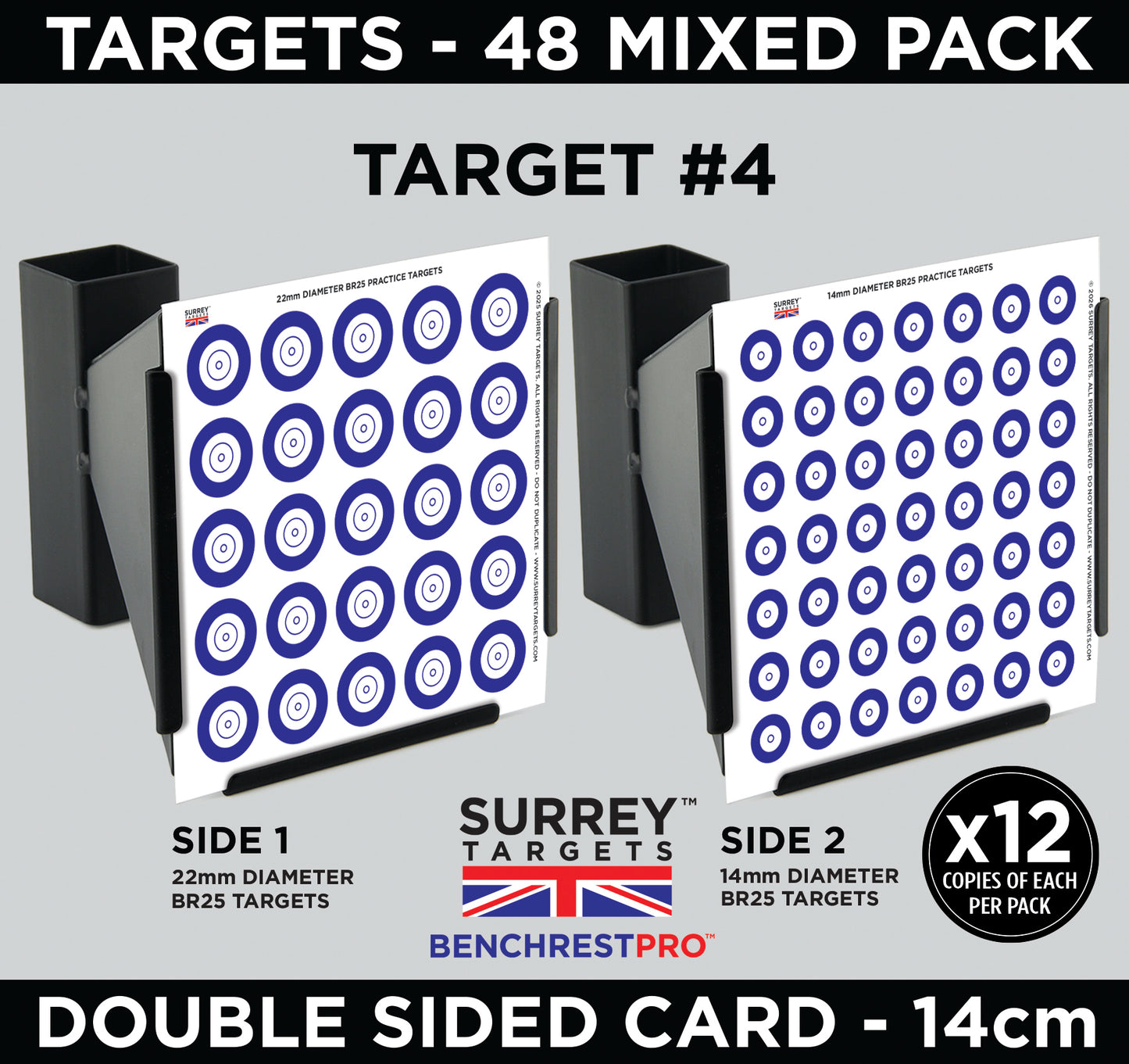 BENCHREST TRAINING & PRACTICE Shooting Targets 14cm Card Air Rifle PCP 48 Mix Pack