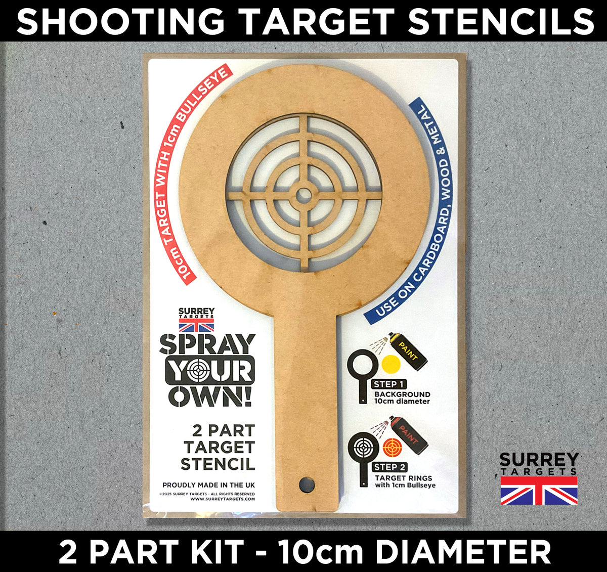 Part Target 2 PART STENCIL KIT 10cm Diameter Shooting Targets Air Rifle Pistol Mar ...