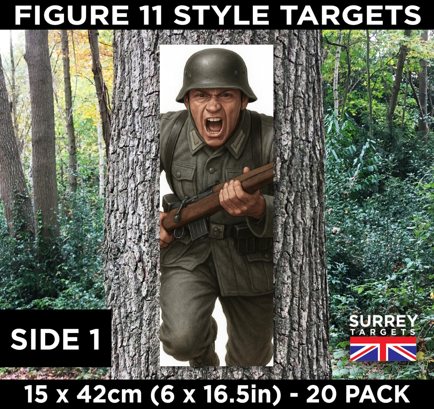FIG 11 STYLE SHOOTING TARGETS WWII Wehrmacht Infantry Soldiers - 15x42cm - 20 Pack