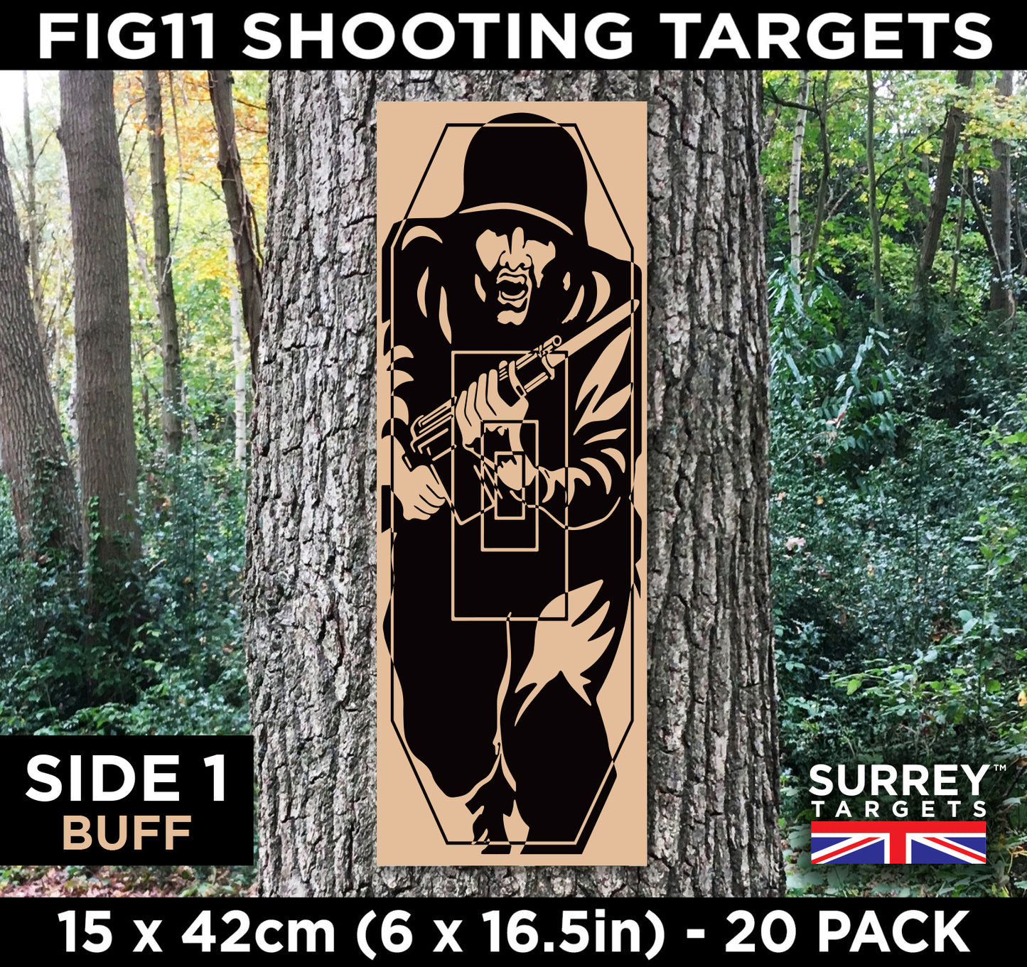 FIG 11 SHOOTING TARGETS 15 x 42cm Double Sided Buff & Yellow - 20 Pack