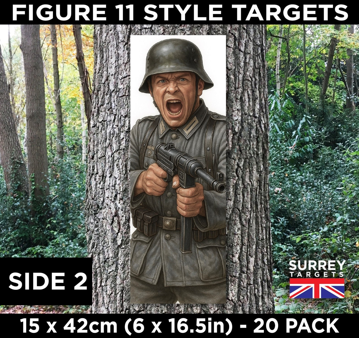 FIG 11 STYLE SHOOTING TARGETS WWII Wehrmacht Infantry Soldiers - 15x42cm - 20 Pack