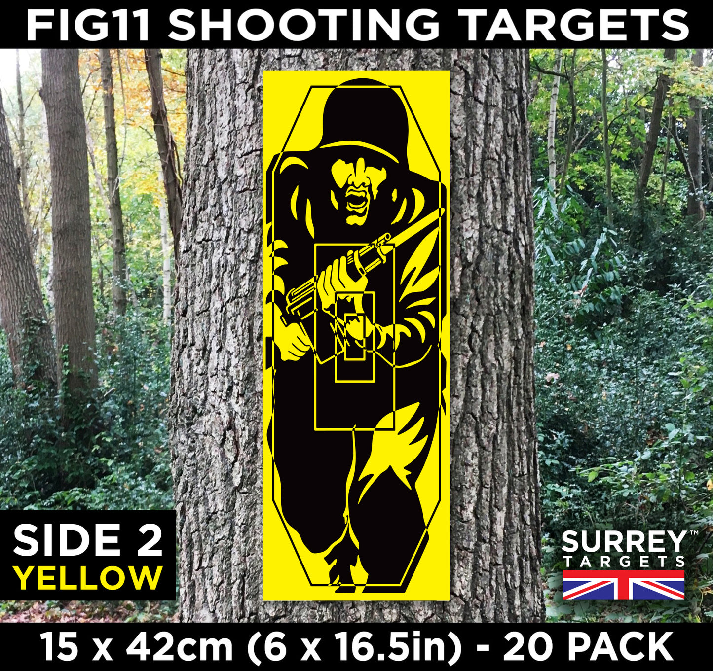 FIG 11 SHOOTING TARGETS 15 x 42cm Double Sided Buff & Yellow - 20 Pack