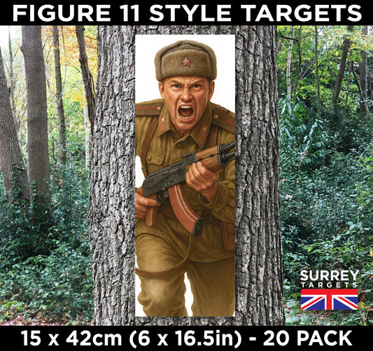 FIG 11 STYLE Shooting Targets SOVIET Cold War Soldier - 15x42cm - 20 Pack