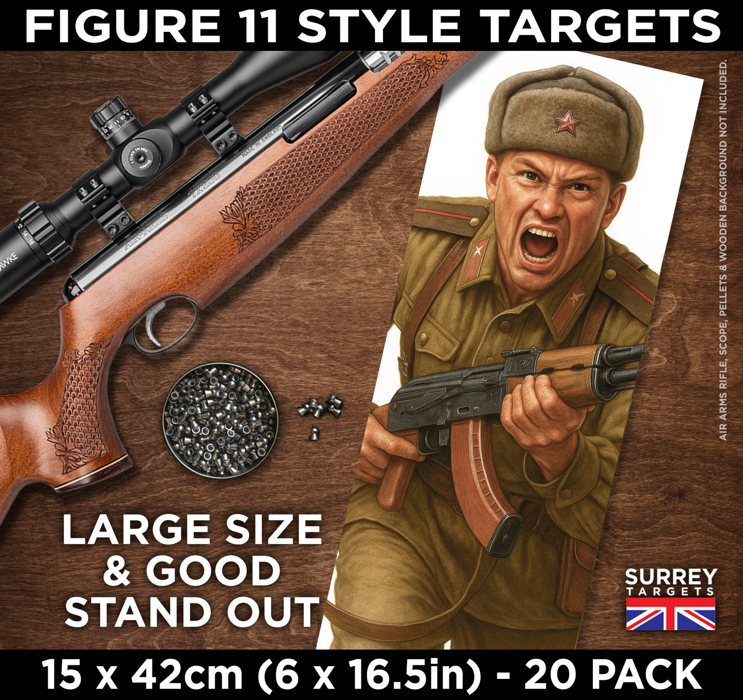 FIG 11 STYLE Shooting Targets SOVIET Cold War Soldier - 15x42cm - 20 Pack