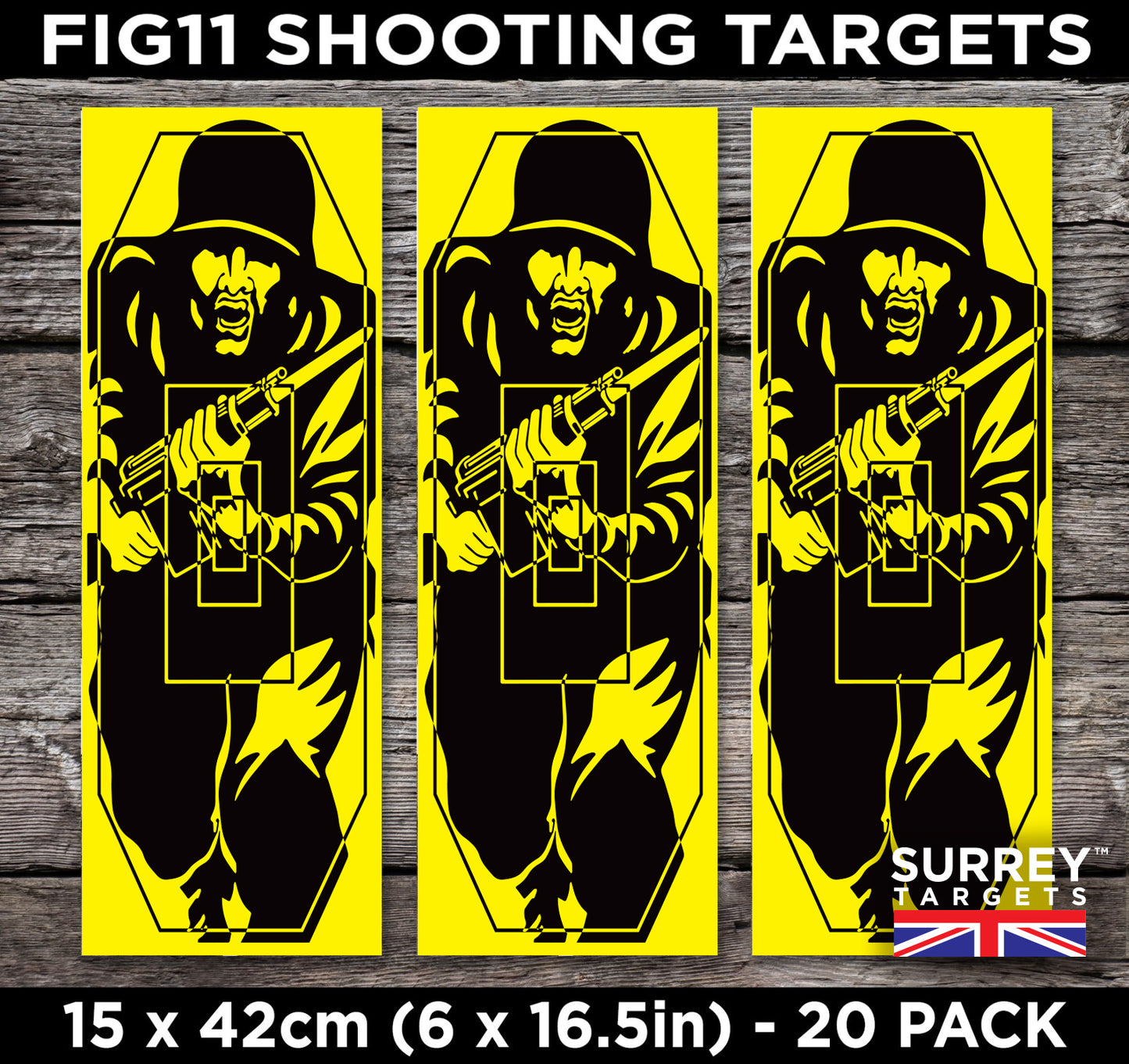 FIG 11 SHOOTING TARGETS 15 x 42cm Double Sided Buff & Yellow - 20 Pack