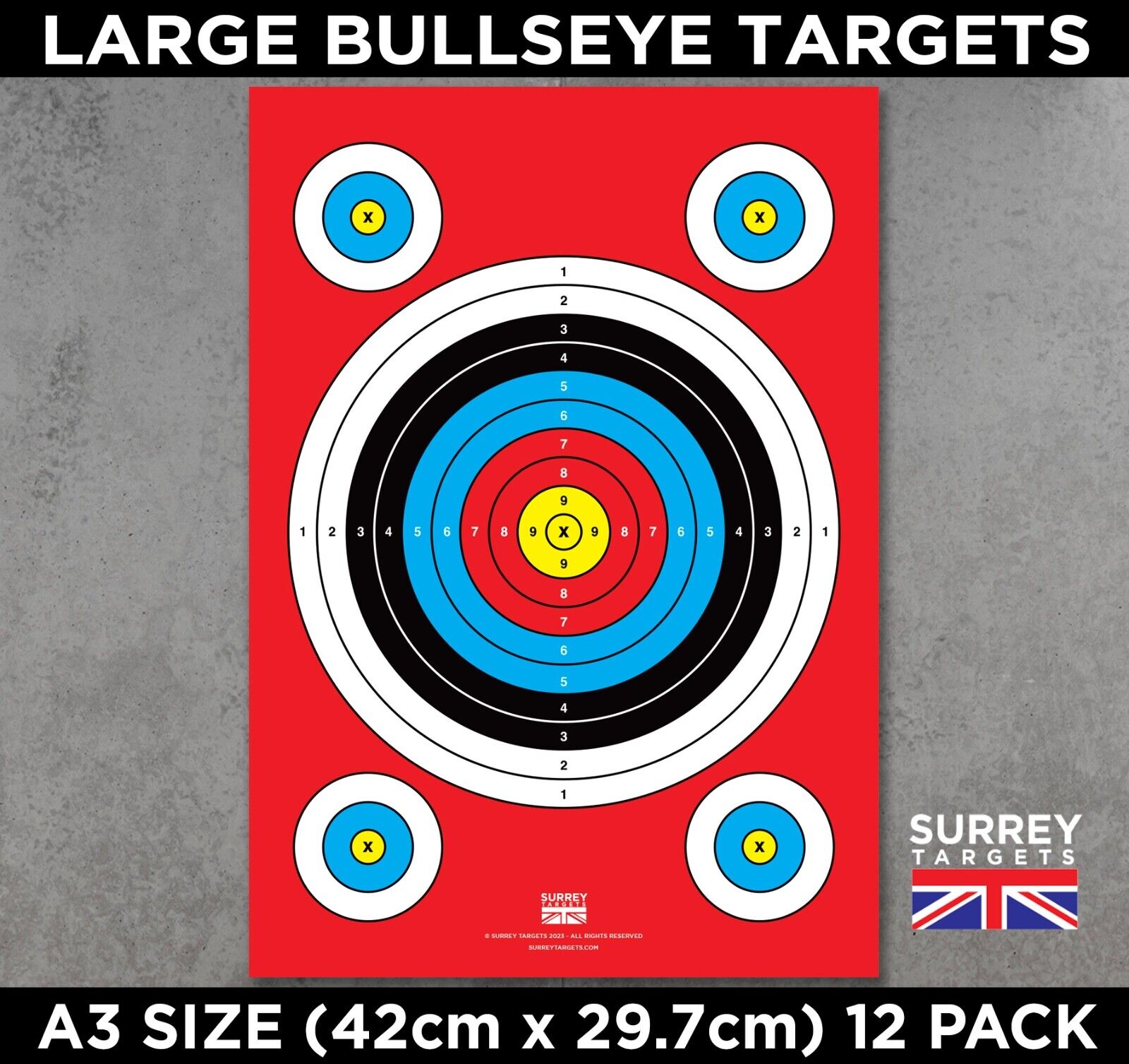 LARGE A3 BULLSEYE TARGETS Air Rifle Pistol Gun BB Airsoft Crossbow Tar ...