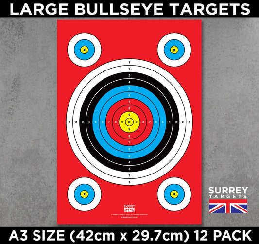 LARGE A3 BULLSEYE TARGETS Air Rifle Pistol Gun BB Airsoft Crossbow Targets 12 Pack
