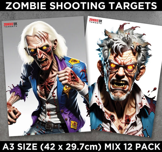 JIMMY AND ROLF ZOMBIE A3 TARGETS Air Rifle Pistol Gun Airsoft BB MIXED 12 Pack