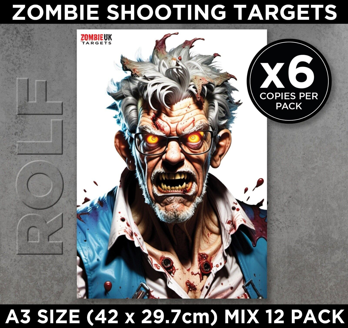 JIMMY AND ROLF ZOMBIE A3 TARGETS Air Rifle Pistol Gun Airsoft BB MIXED 12 Pack