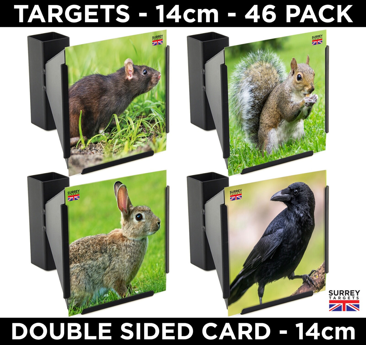 PEST CONTROL VERMIN Rat, Squirrel, Rabbit & Crow Card Targets Double Sided 14cm 46 Mixed Pack