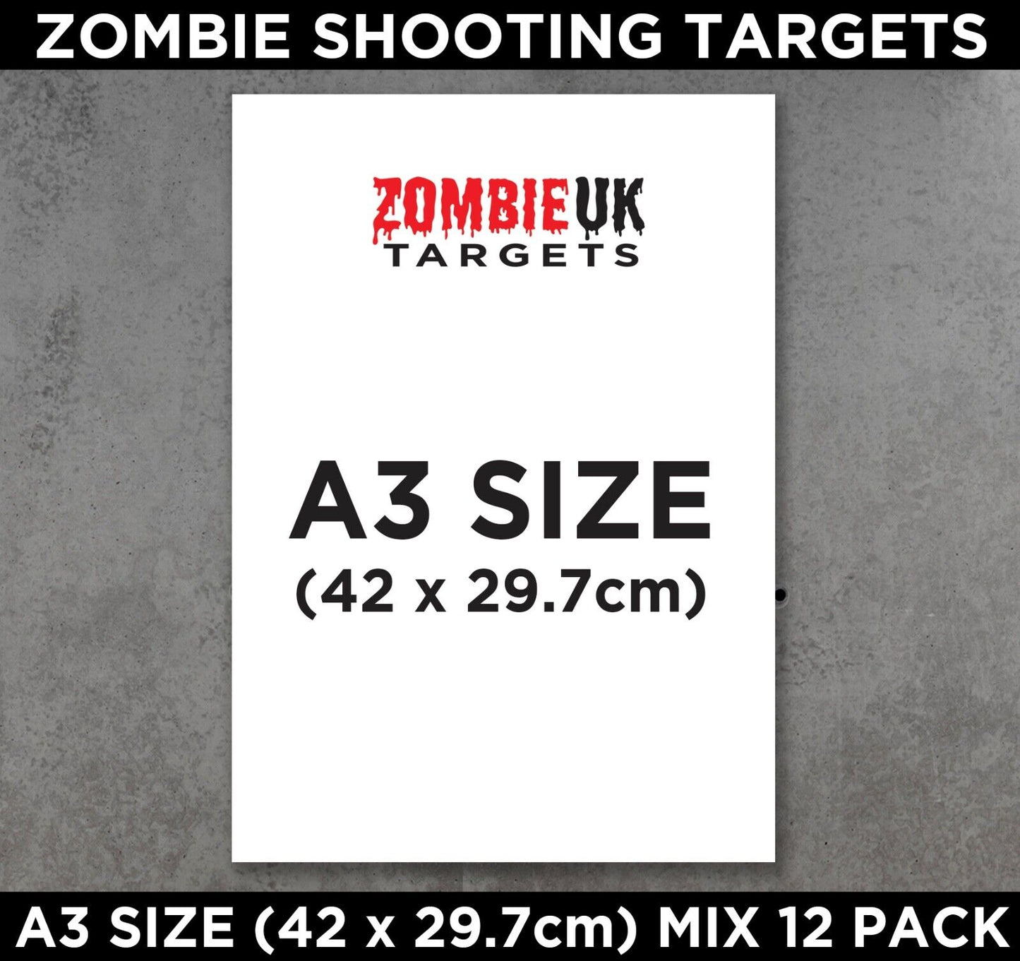 A3 ZOMBIE SHOOTING TARGETS Tactical Air Rifle Pistol Gun Airsoft BB MIXED 12 Pack