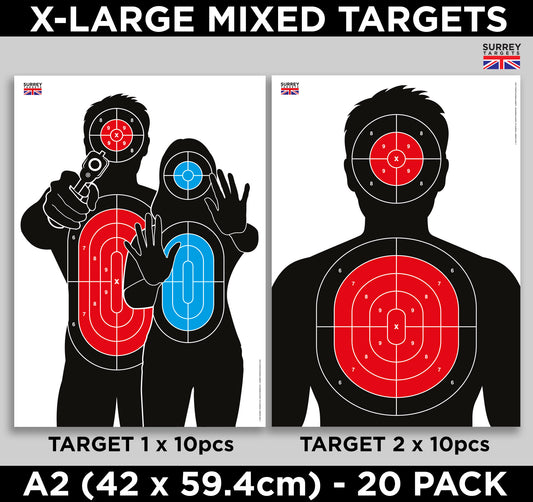 LARGE A2 HOSTAGE & TORSO Air Rifle Pistol Gun BB Airsoft Shooting Targets 20 Pack