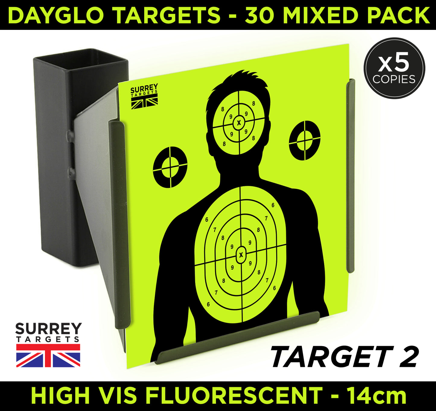 HIGH VIS DAYGLO NEON Air Rifle Pistol Gun BB Airsoft Shooting 14cm Targets 30 Mix Pack