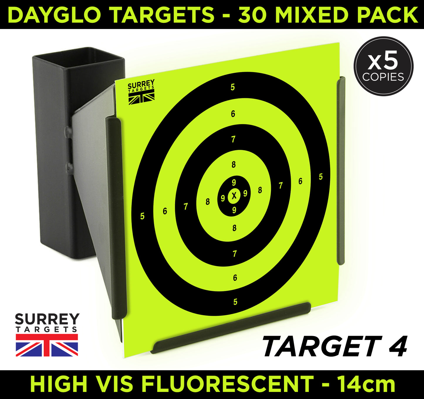 HIGH VIS DAYGLO NEON Air Rifle Pistol Gun BB Airsoft Shooting 14cm Targets 30 Mix Pack