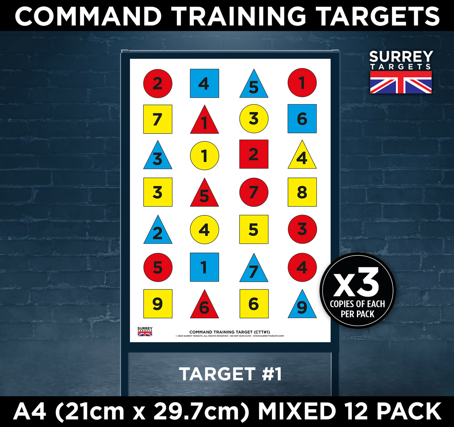 Discretionary Command Training Instructor Targets - A4 - 12 Quality Card Pack