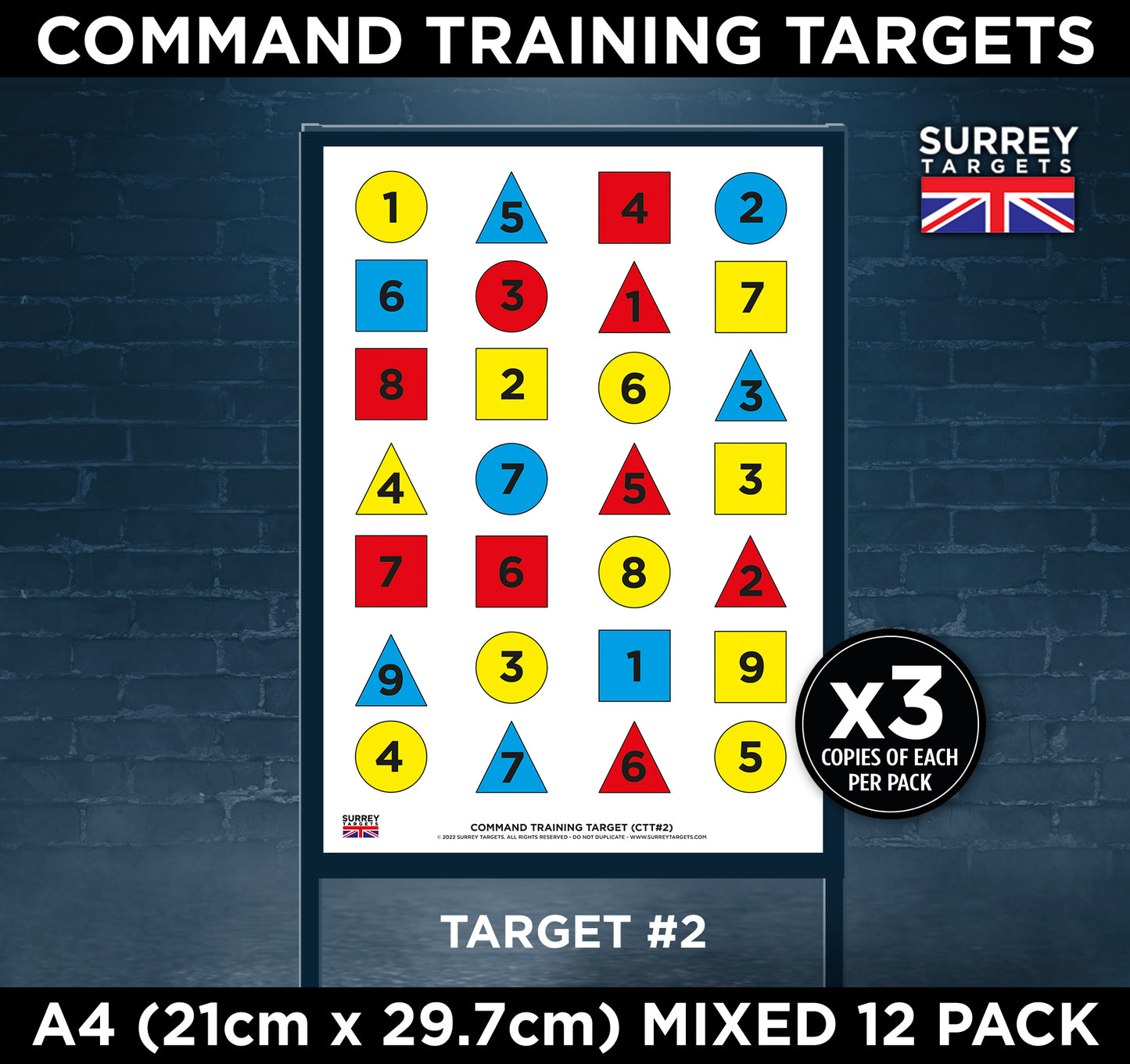 Discretionary Command Training Instructor Targets - A4 - 12 Quality Card Pack