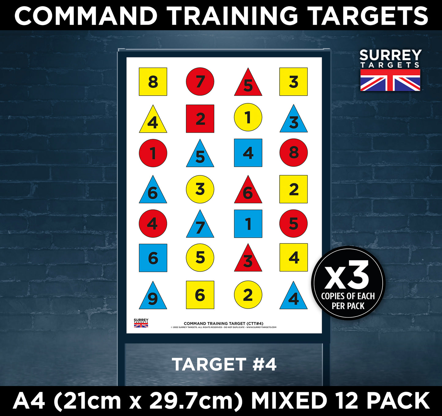 Discretionary Command Training Instructor Targets - A4 - 12 Quality Card Pack