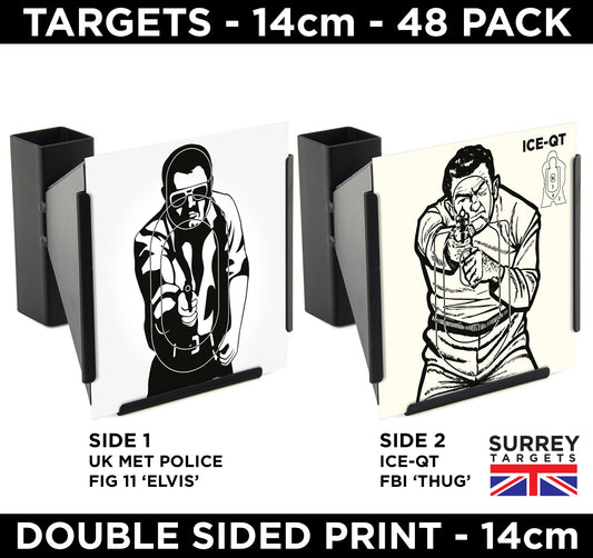 Fig 11 'Elvis' and FBI 'Thug' - 14cm - 48 Double Sided Quality Card Targets