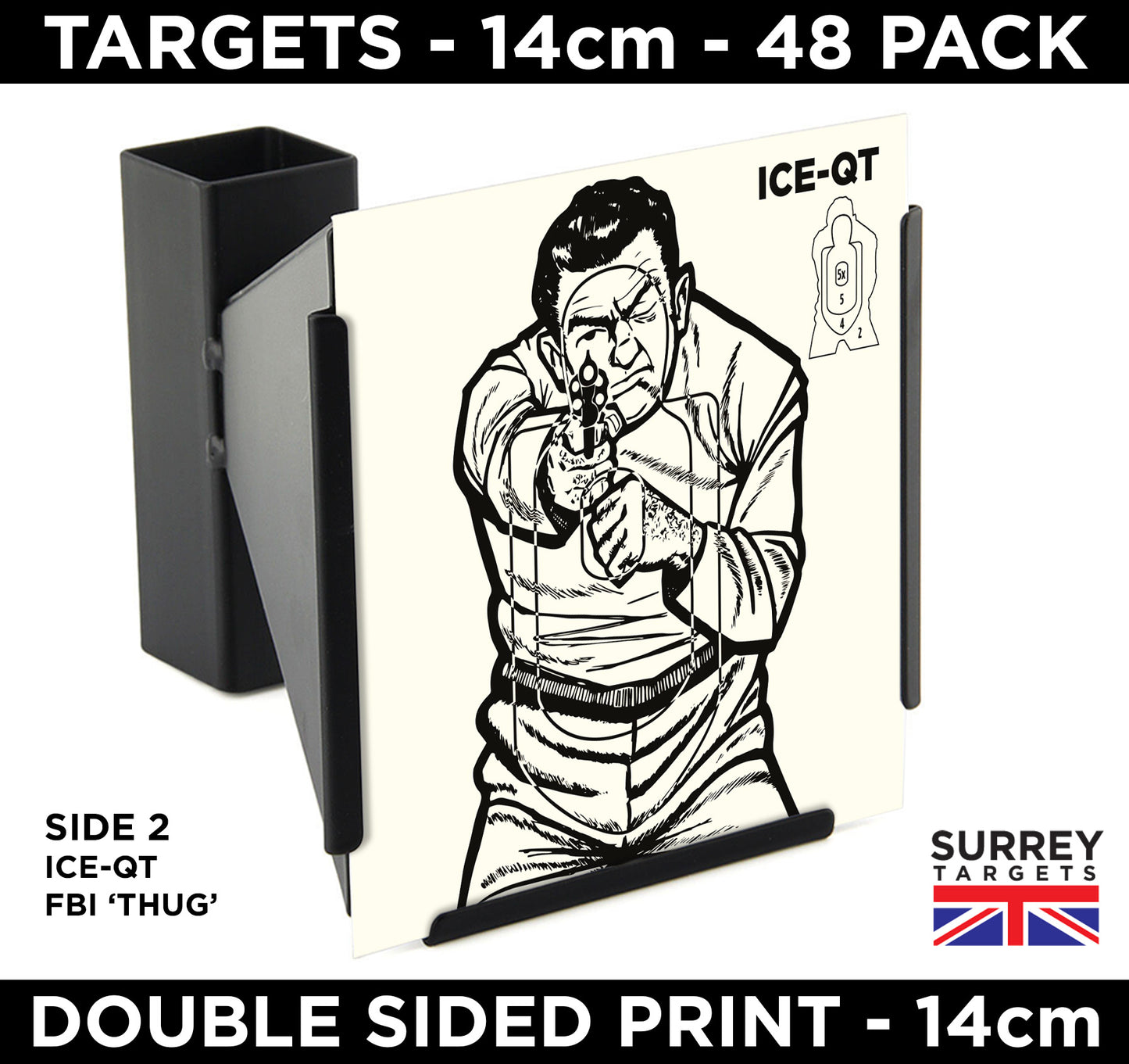 Fig 11 'Elvis' and FBI 'Thug' - 14cm - 48 Double Sided Quality Card Targets