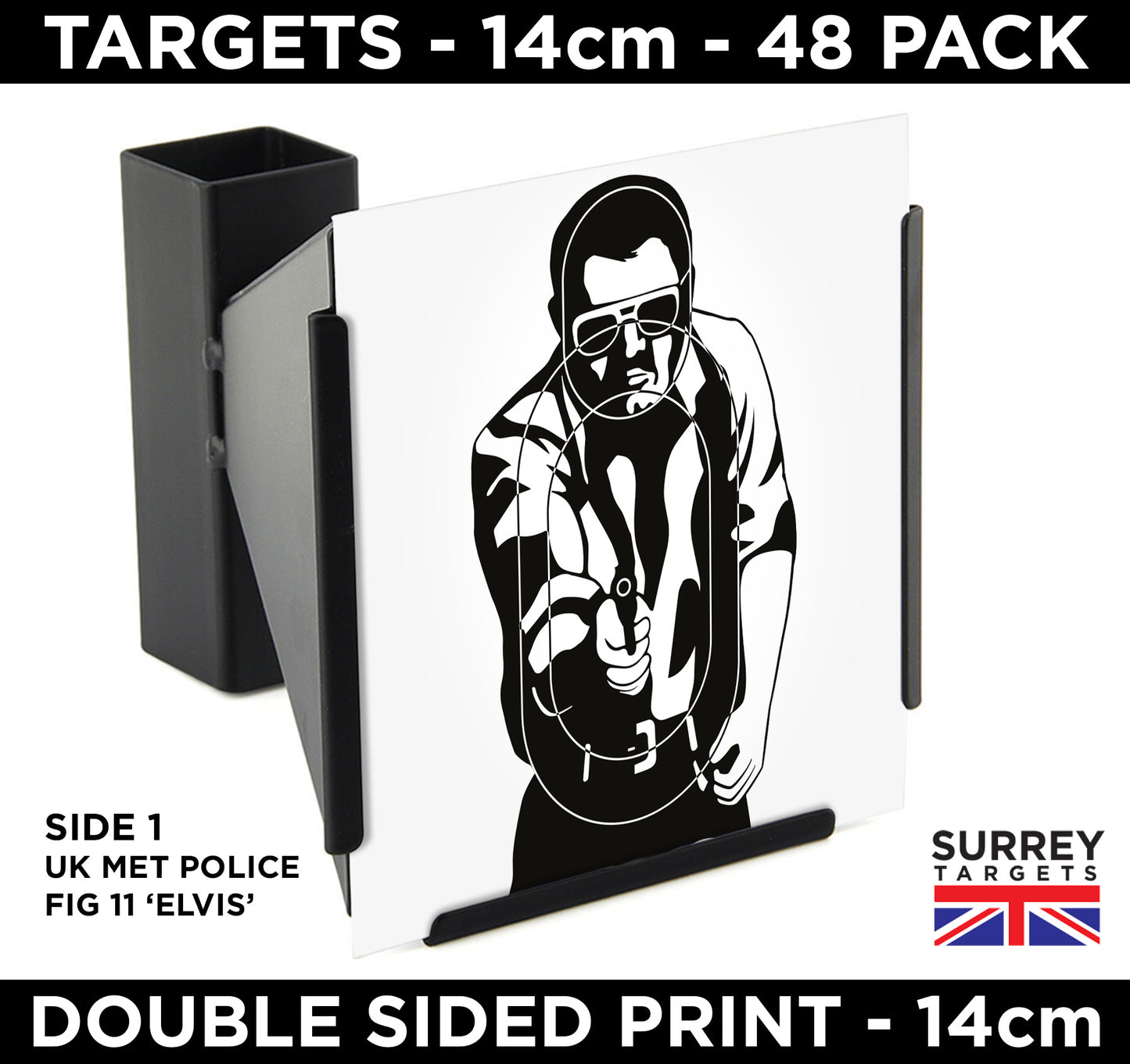 Fig 11 'Elvis' and FBI 'Thug' - 14cm - 48 Double Sided Quality Card Targets