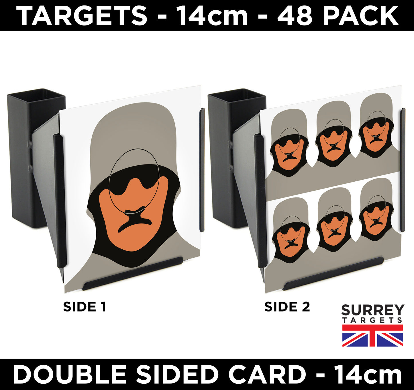 Hun Head Fig 14 Shooting Targets - 14cm - Double Sided - 250gsm Card