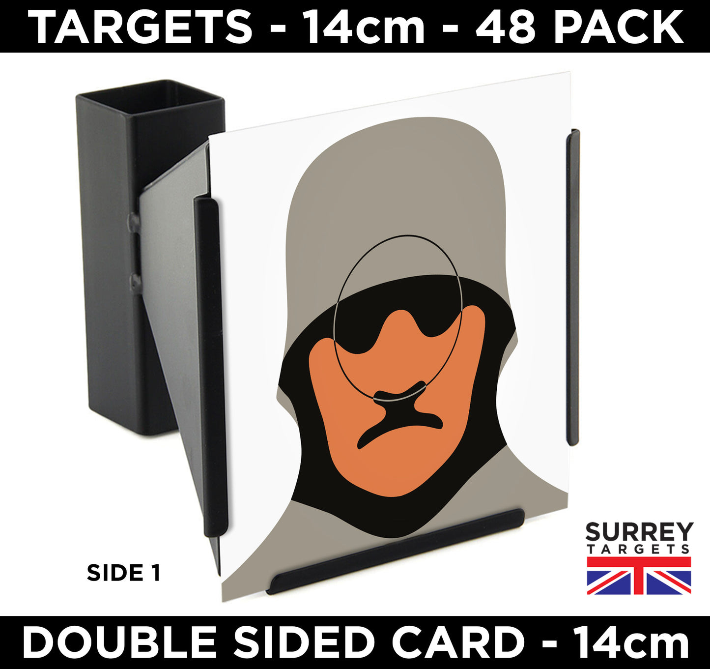 Hun Head Fig 14 Shooting Targets - 14cm - Double Sided - 250gsm Card