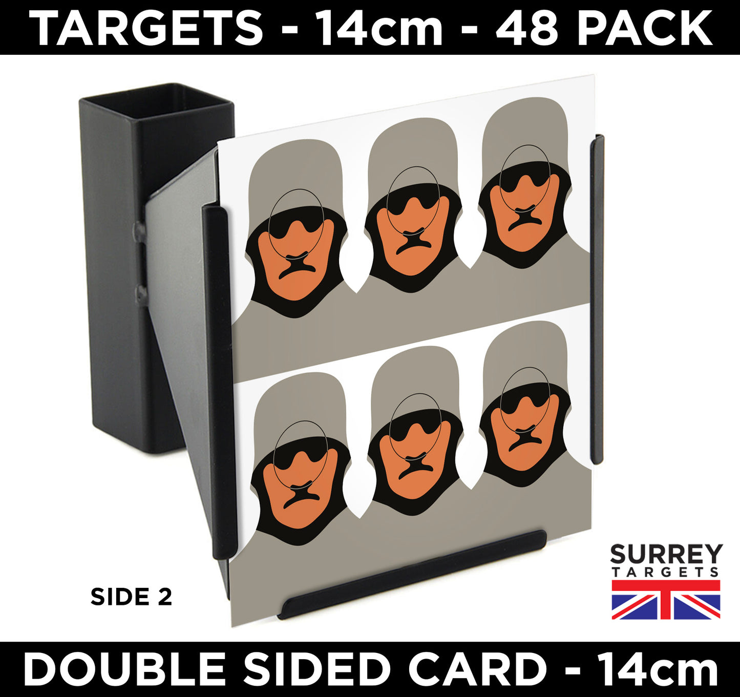 Hun Head Fig 14 Shooting Targets - 14cm - Double Sided - 250gsm Card