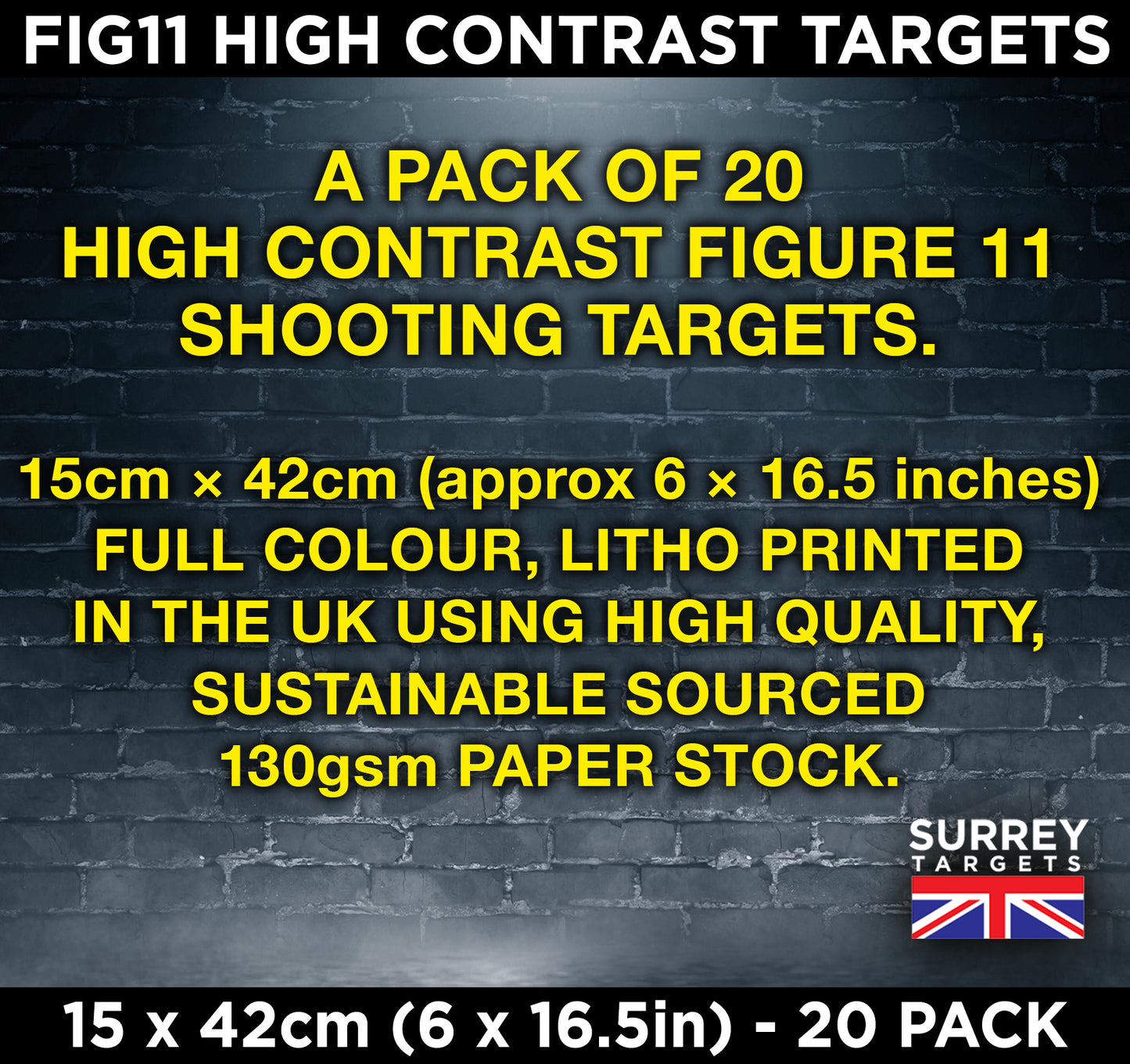 FIG 11 HIGH RESOLUTION SHOOTING TARGETS - 15cm x 42cm - 20 Pack