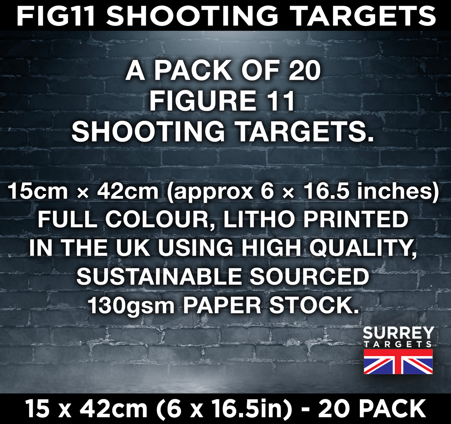 FIG 11 SHOOTING TARGETS - 15cm x 42cm - 20 Pack