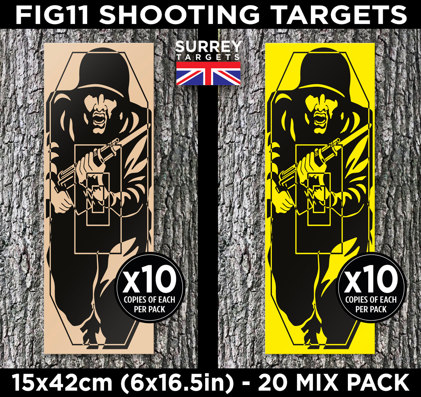 FIG 11 SHOOTING TARGETS 15 x 42cm MIXED 20 Pack