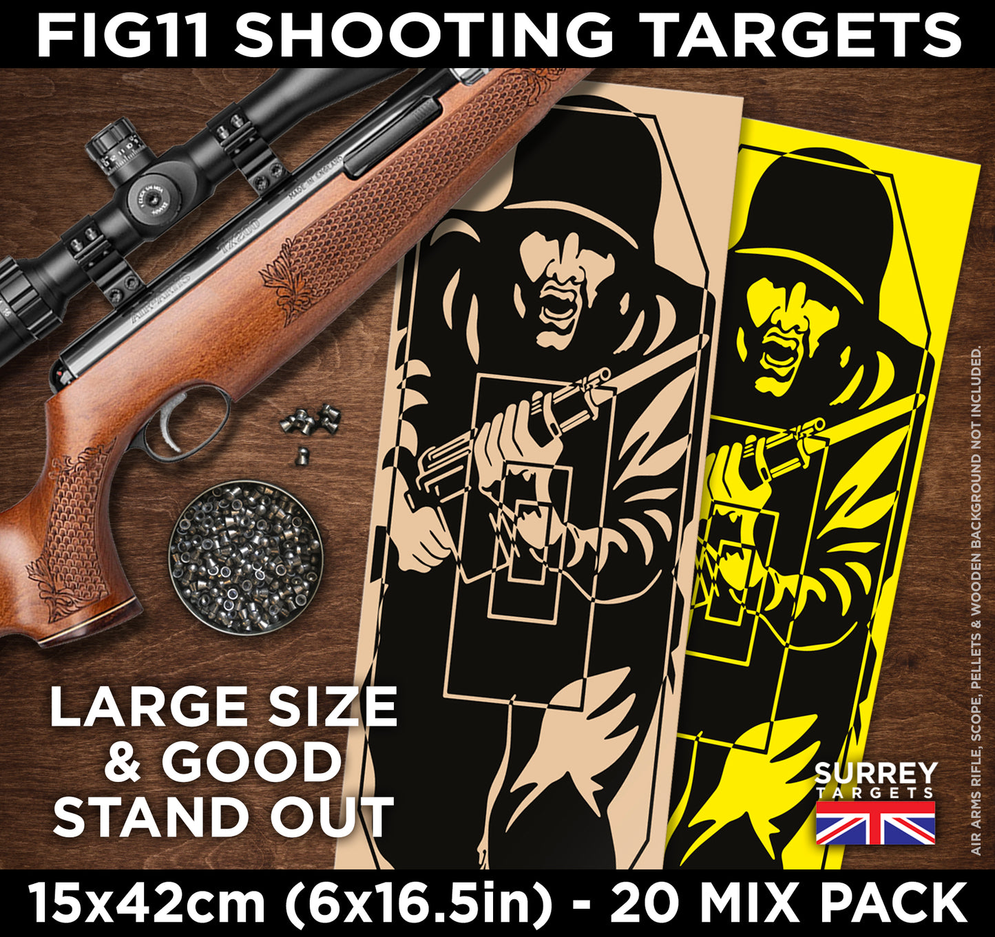 FIG 11 SHOOTING TARGETS 15 x 42cm MIXED 20 Pack