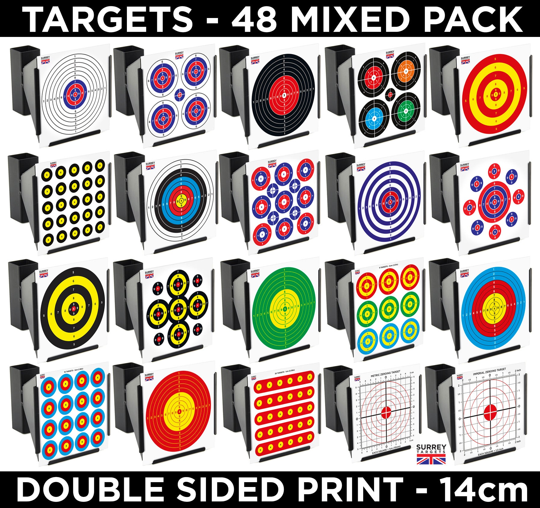 Mixed Design Double Sided 14cm Targets - 48 Pack Quality Card – Surrey ...