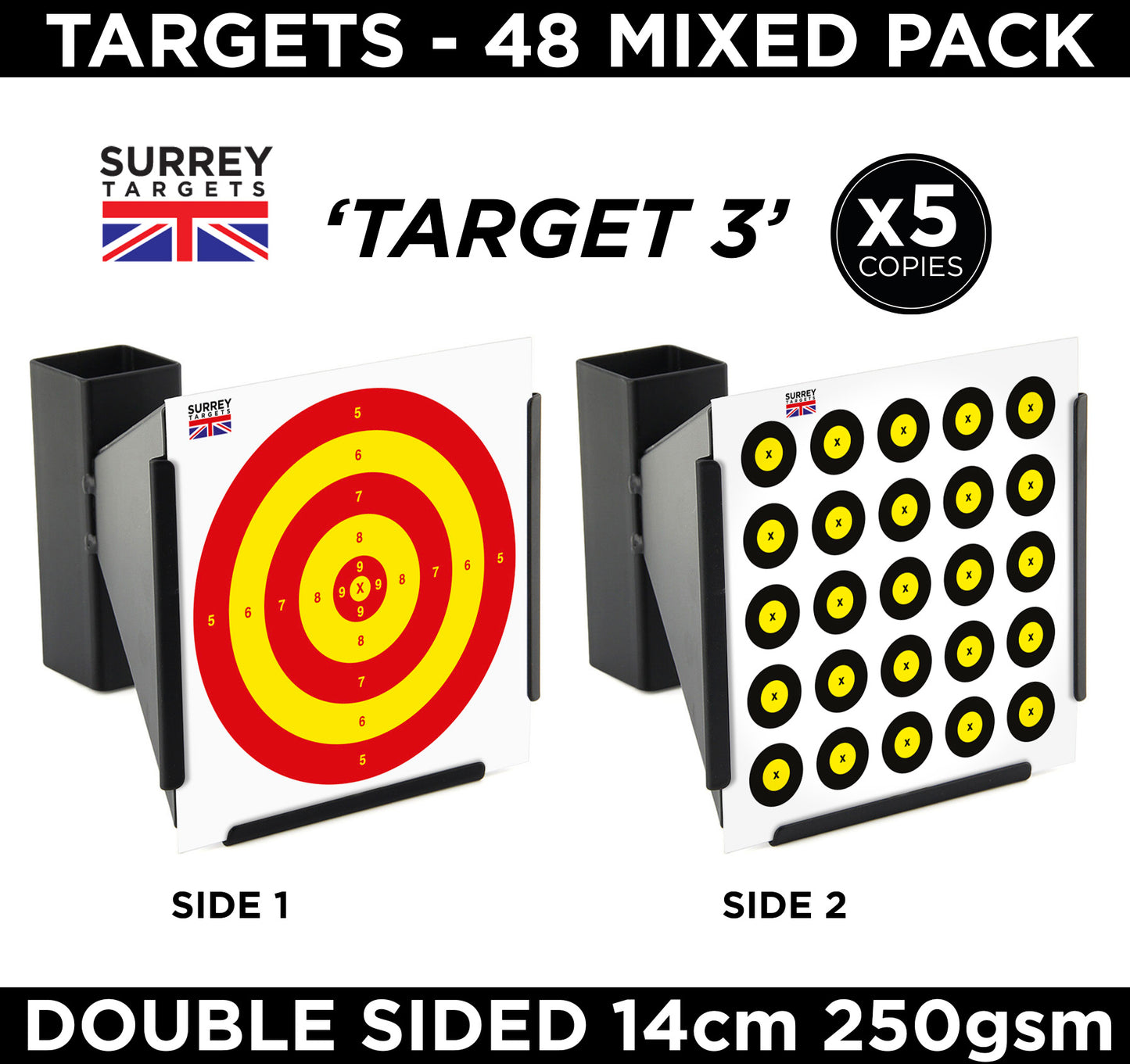 Mixed Design Double Sided 14cm Targets - 48 Pack Quality Card