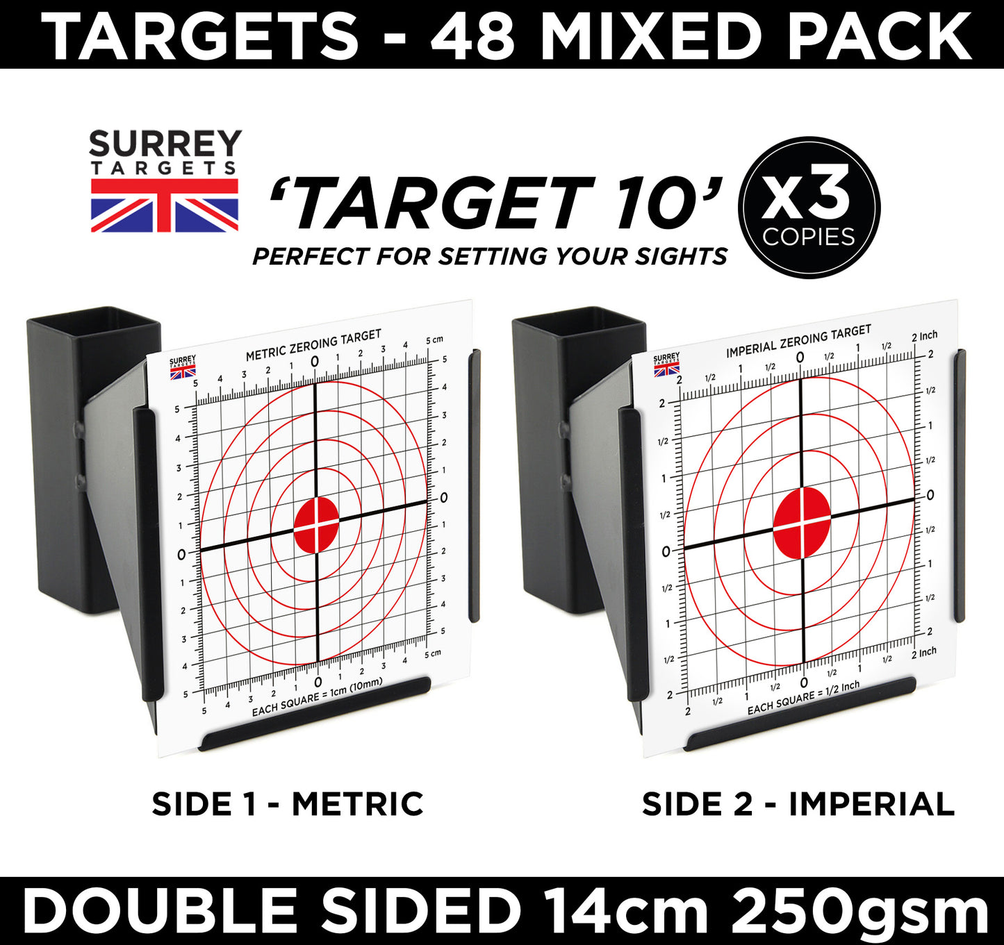 Mixed Design Double Sided 14cm Targets - 48 Pack Quality Card