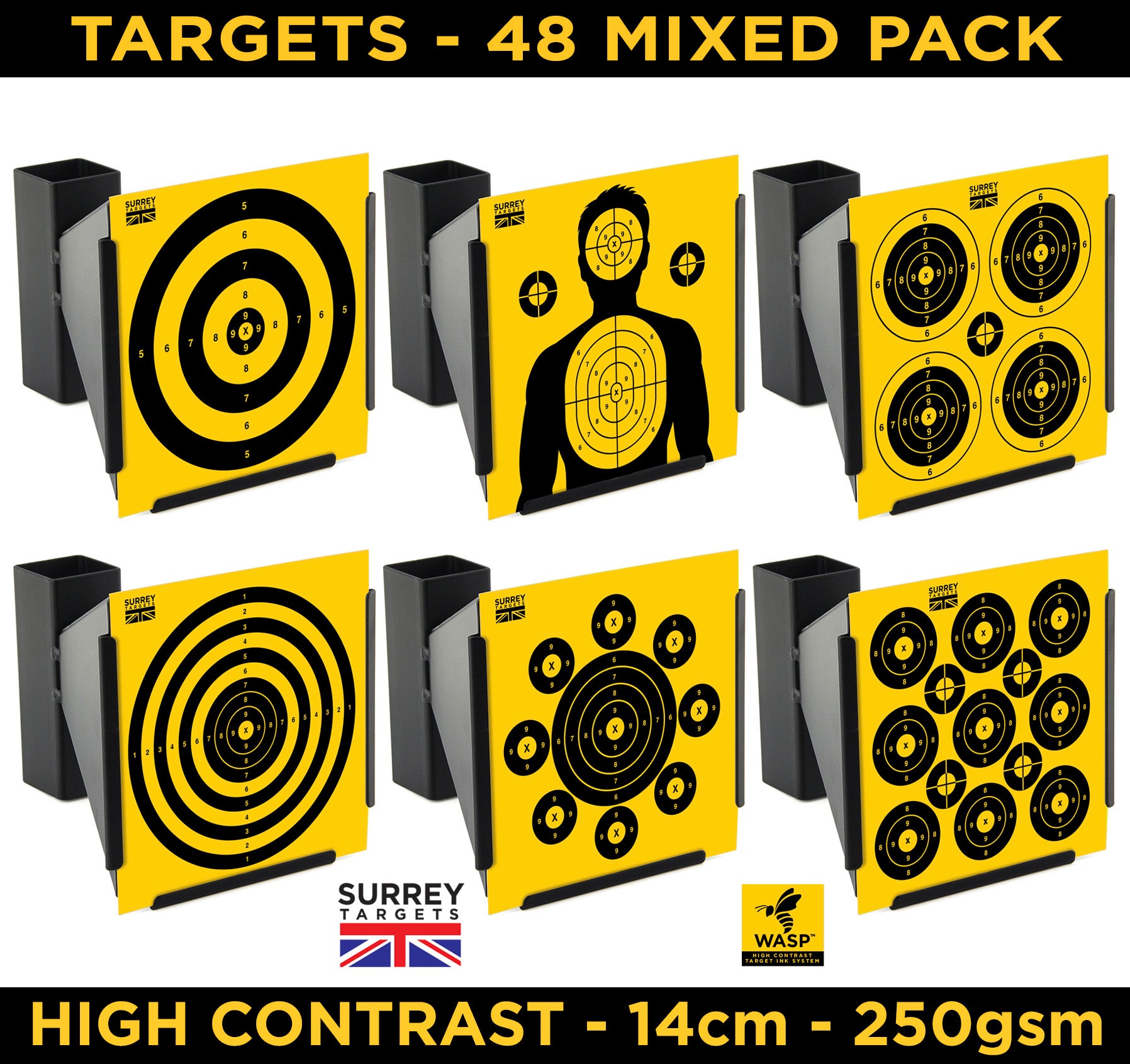 High Contrast Targets 14cm Mixed Target Design Pack of 48 Quality Card ...