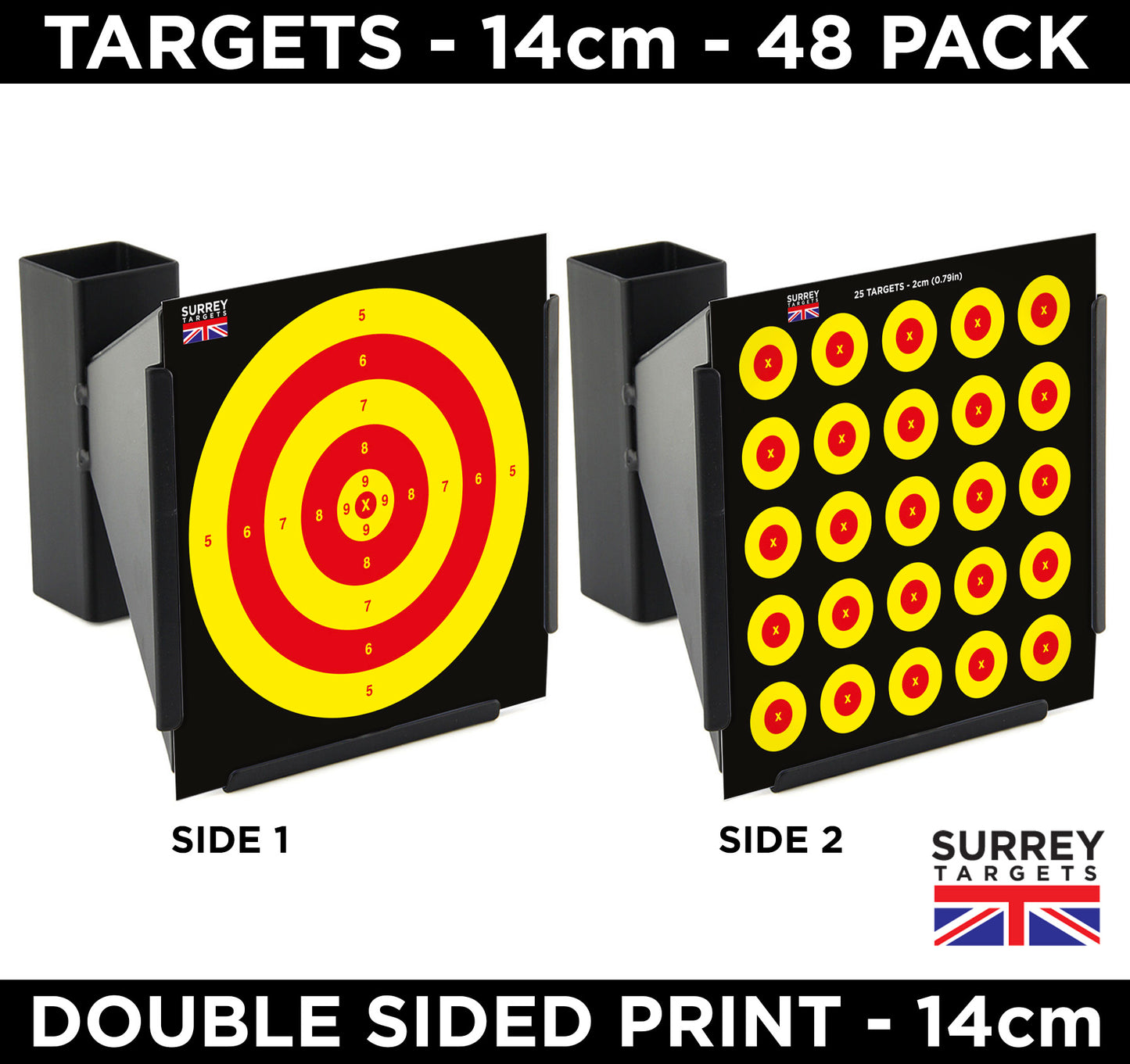 Air Rifle Pistol Gun BB Airsoft Shooting Targets - 14cm - 2 Sided - 48 Pack