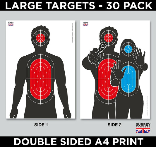 TORSO & HOSTAGE A4 Air Rifle Pistol Gun BB Airsoft Crossbow Shooting Target 30pk